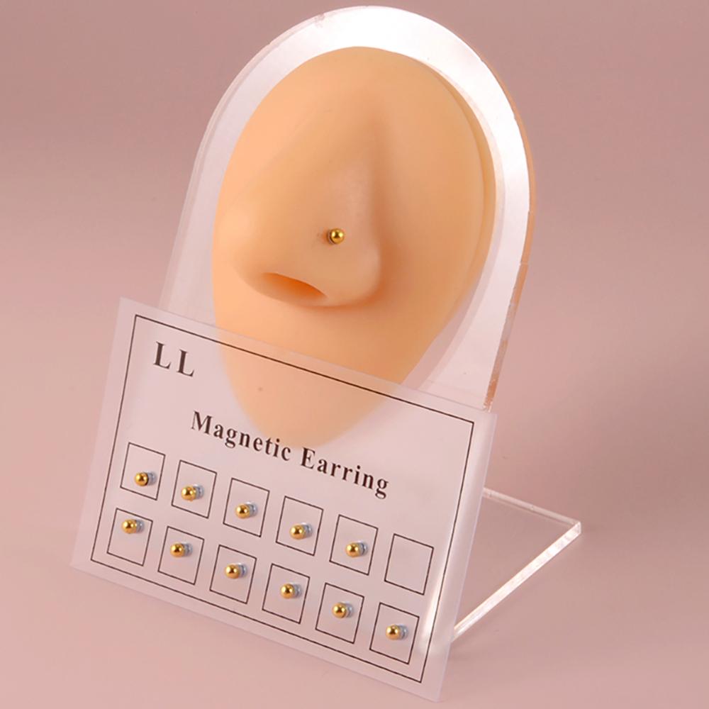 12 Stück/Karte Gefälschter Betrüger Nicht durchgestochen Magnetischer Ohrring Ohrpiercings Magnet Ohr Tragus Knorpel Lippe Labret Stecker Nasenpiercing piercing