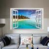 3D Falsches Fenster Exotischer Strandblick Muster Wandaufkleber Heimdeko Kunst Tapete Wandbild
