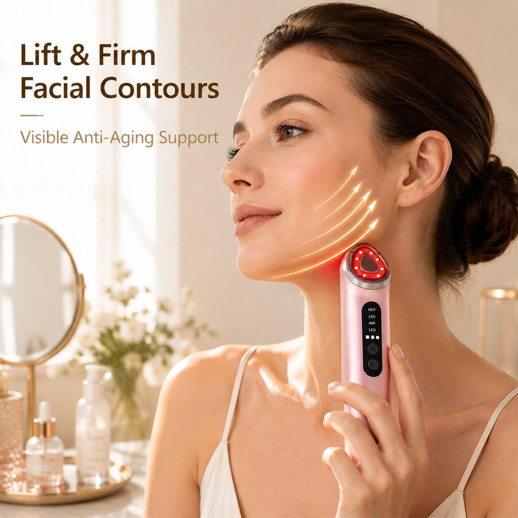 7-Color Light Electronic Beauty Device: Vibration & Heat for Face, Neck, and Eyes