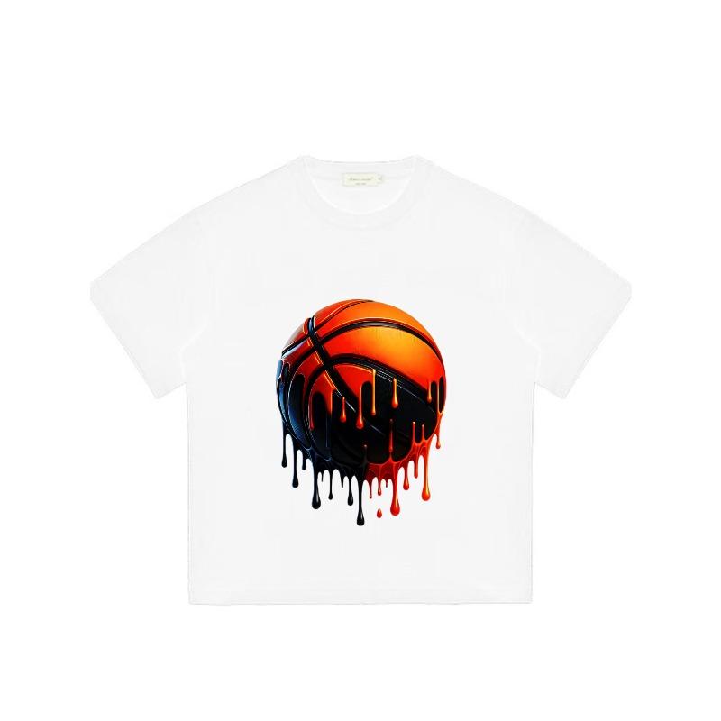 Black T Shirt with Basketball Drip Design for Casual Wear