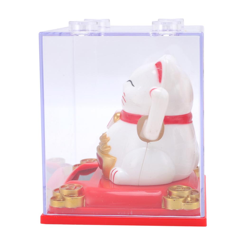 Solar Powered Waving Cat Good Luck Fortune Ornament   Welcoming Decor with Clear Cover
