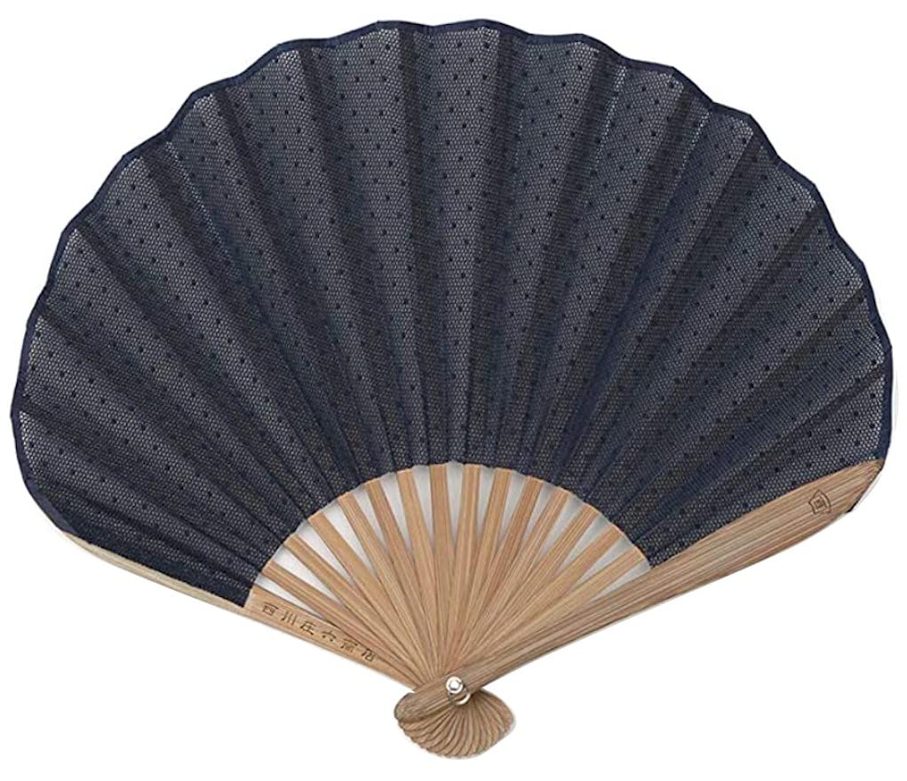 Shouroku Veil material soft paulownia fan bag lace Day ladies [Nishikawa Shoten] fan, box, included, fan, navy, Mother's present, gift, women,