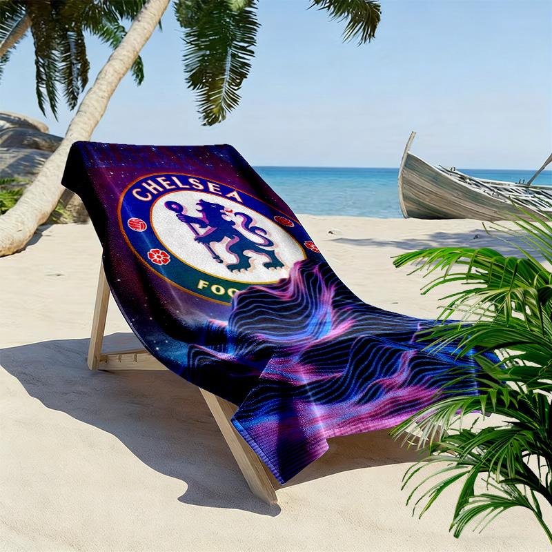 Asciugamano da Spiaggia con Stampa Logo Chelsea-FC, Asciugamano Grande Morbido ad Asciugatura Rapida per Spiaggia Campeggio Nuoto