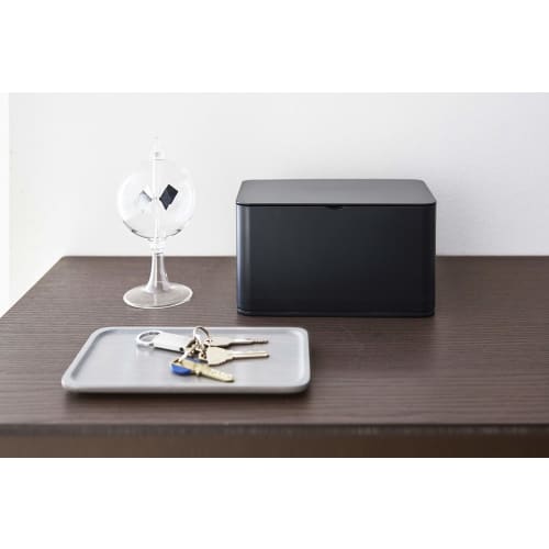 Yamazaki Mask Case, Black, Approx. W19 x D12 x H10.5cm, Smart Mask Storage, Large Access Opening, 4283