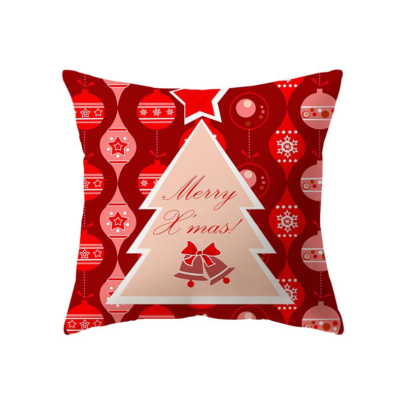 Christmas Theme Cute Elk Print Pattern Cushion Cover Home Living Room Sofa Decoration Square Polyester Pillow Pillow Cover