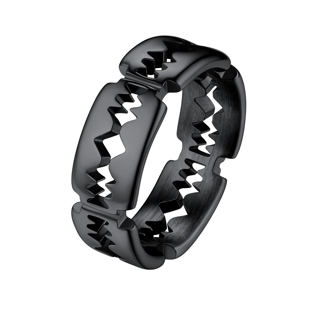 Stainless Steel Thick Blunt Blades Rings for Men Women Size 7-14 Safe Wearing Gothic Punk Cool Ring Party Jewelry Gift