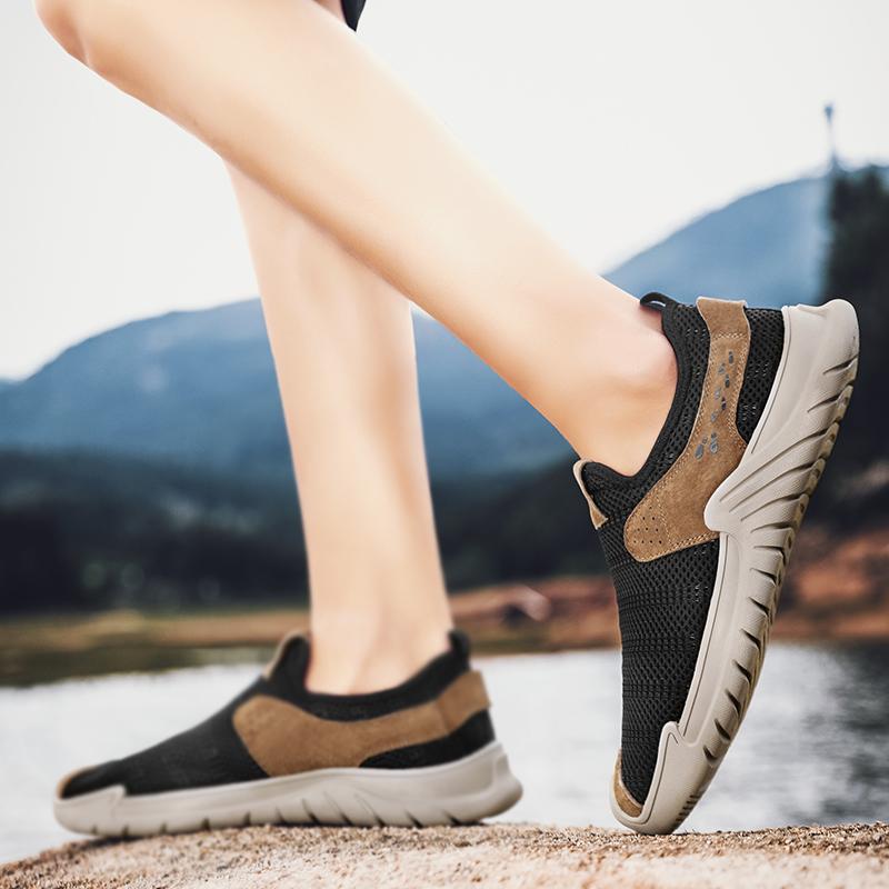 Fashion New Brand Design Men Casual Shoes Breathable Mesh Shoes Soft Sole Slip-On Sneakers Running Shoe Male Loafers Walking Footwear