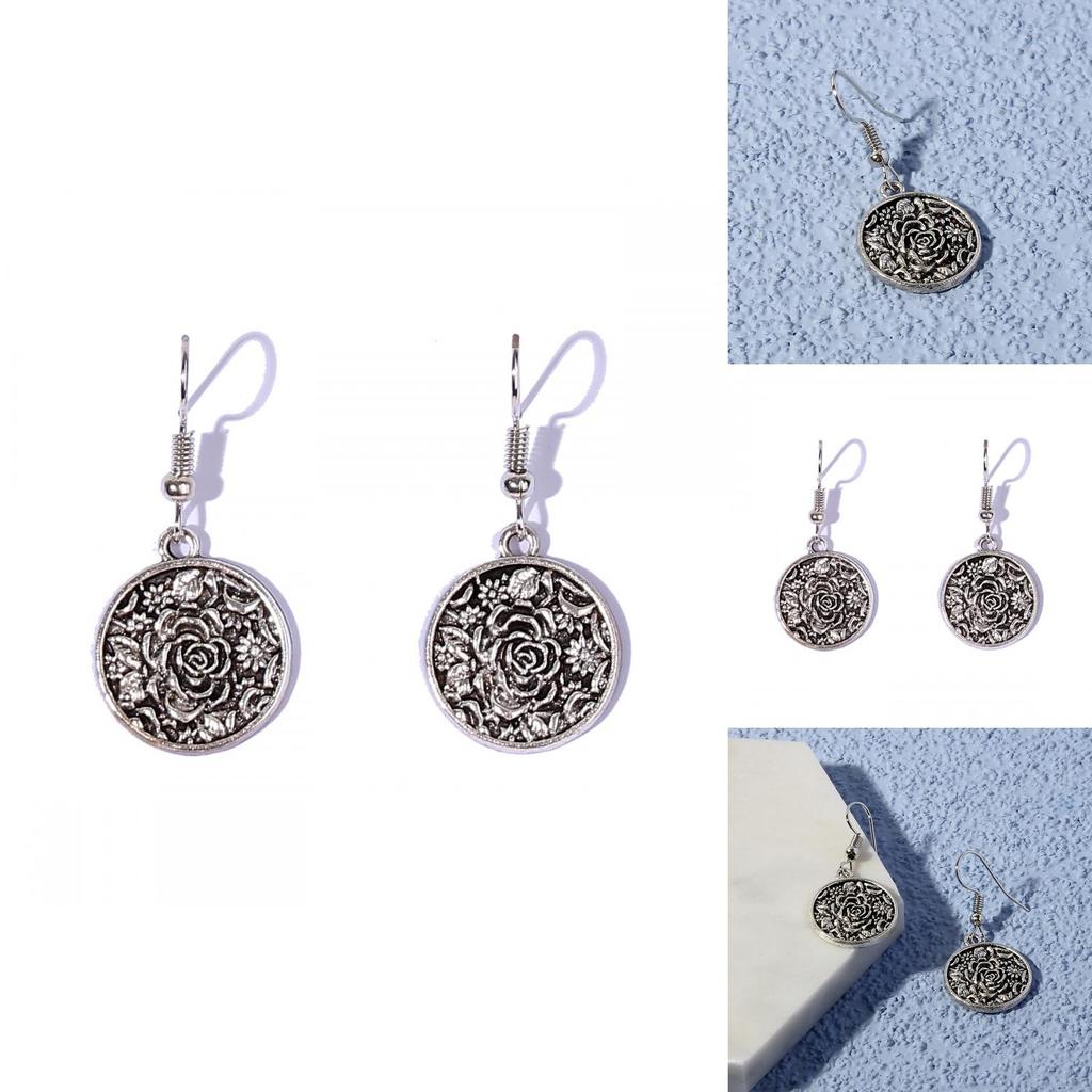 Vintage Floral Metal Earrings For Women With Geometric Design For Wedding And Gift Giving
