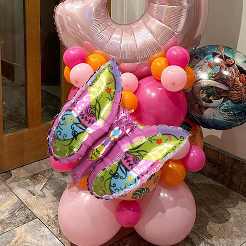 38PCS Ocean Adventures Moana Balloon Column Set 32inch Pink Number Daisy Foil Globos 1-9st Girl Birthday Party Home Decorations