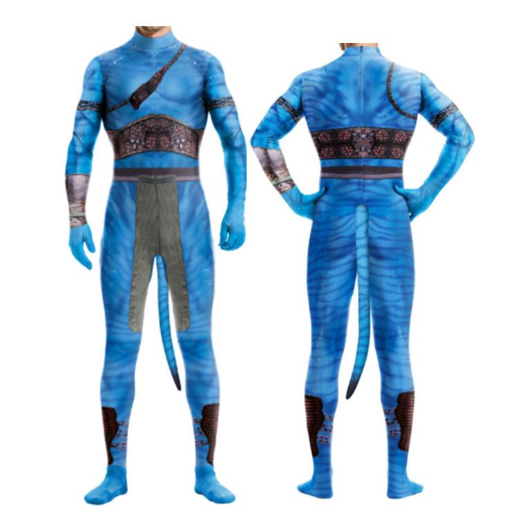Movie stage suit print avatar with tail armor superhero suit, tights