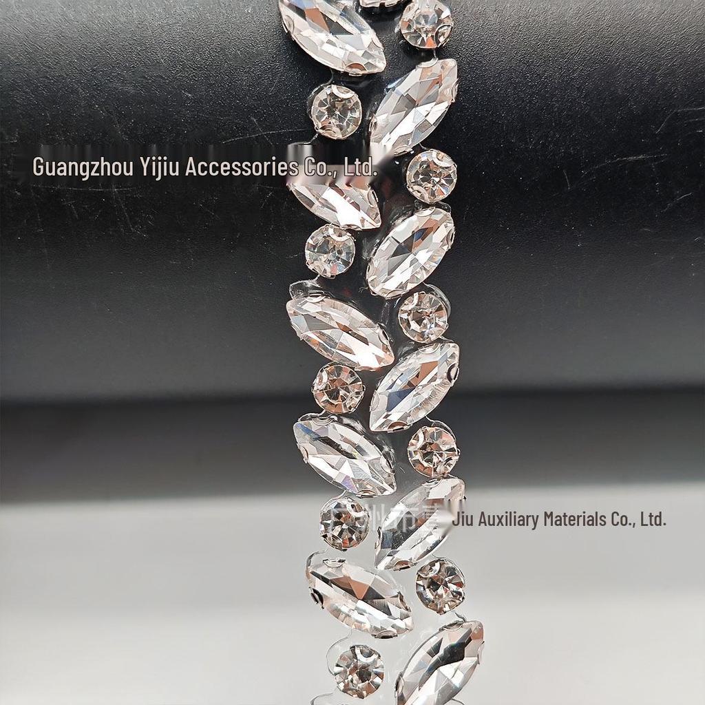 Marquis Rhinestone Hotfix Glue Chain for DIY Shoes, Bags, Belts, Collars, Clothing & Jewelry Accessories