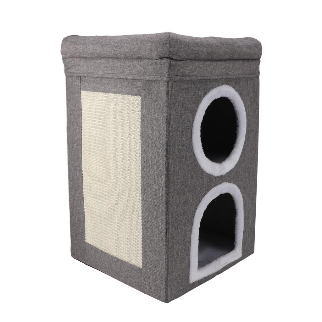 Cat Cube House Multipurpose 3 Layers Large Space Warm Windproof Scratch Resistance Collapsible Cat