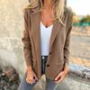 Blazer Long en Laine Mélangée pour Femme Hiver 2026 Revers Classique Boutonnage sur le Devant Tenue Décontractée pour le Bureau