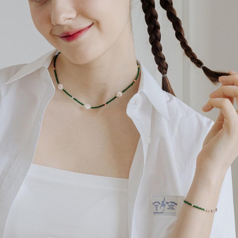SCALETTO [Silver925] WIL209 Daisy Green Beads Necklace