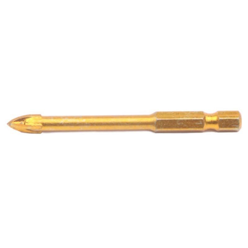 10Pcs Hex Shank Titanium Ceramic Tile Marble Glass Drill Bit Cross Spear Head 6mm