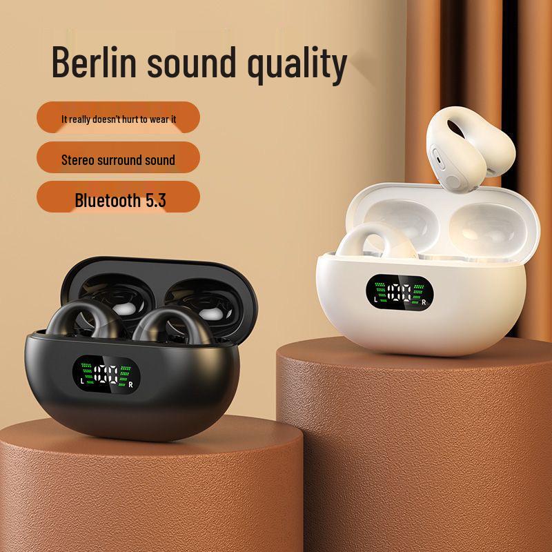 

Wireless Bluetooth Bone Conduction Clip-on Earphones with Smart Display and Long Battery Life Skin Color