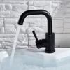 ALENARTWATER Badezimmer Waschbecken Waschtisch Armatur Mattschwarz Deckmontiert Becken Kran Kalt Warmwasser Mischbatterie 360 Grad Drehung