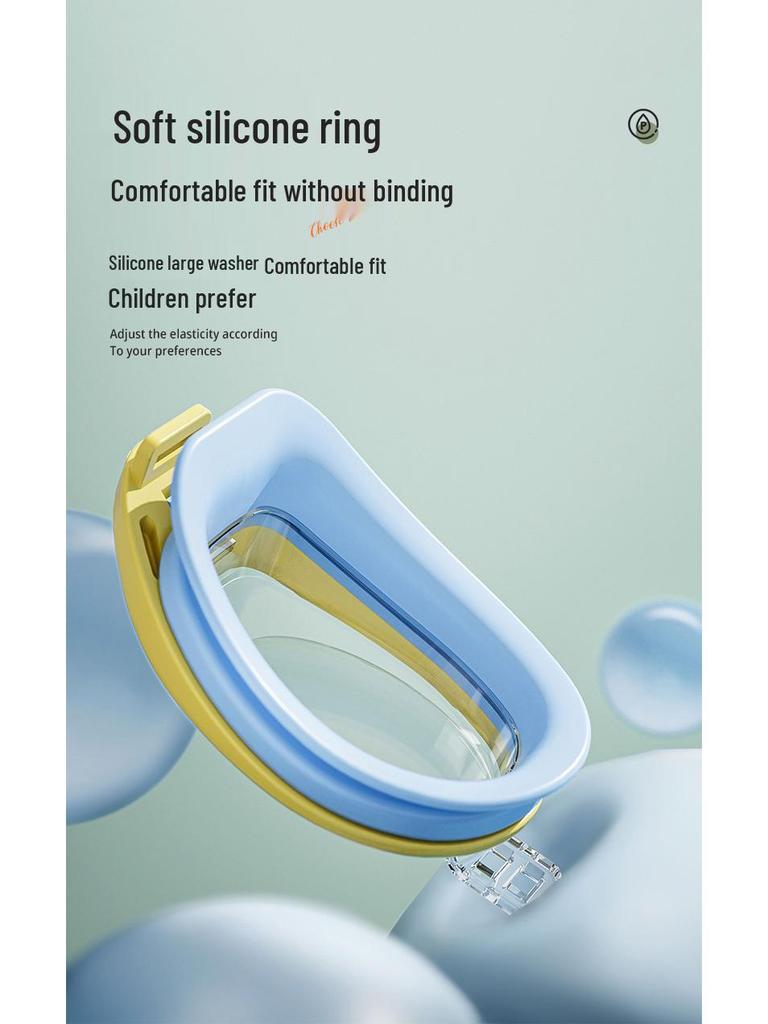 Kids' Waterproof Anti-Fog Swim Goggles with Cap - Medium To Large Fit, Small Frame, High Definition Professional Set.