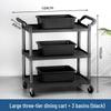 Three-tier Stainless Steel Service Cart: Meal, Food, Beverage, and Dish Collection Trolley for Restaurants and Hotels.