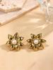 European Retro Pearl Irregular Geometric Stainless Steel Ear Studs