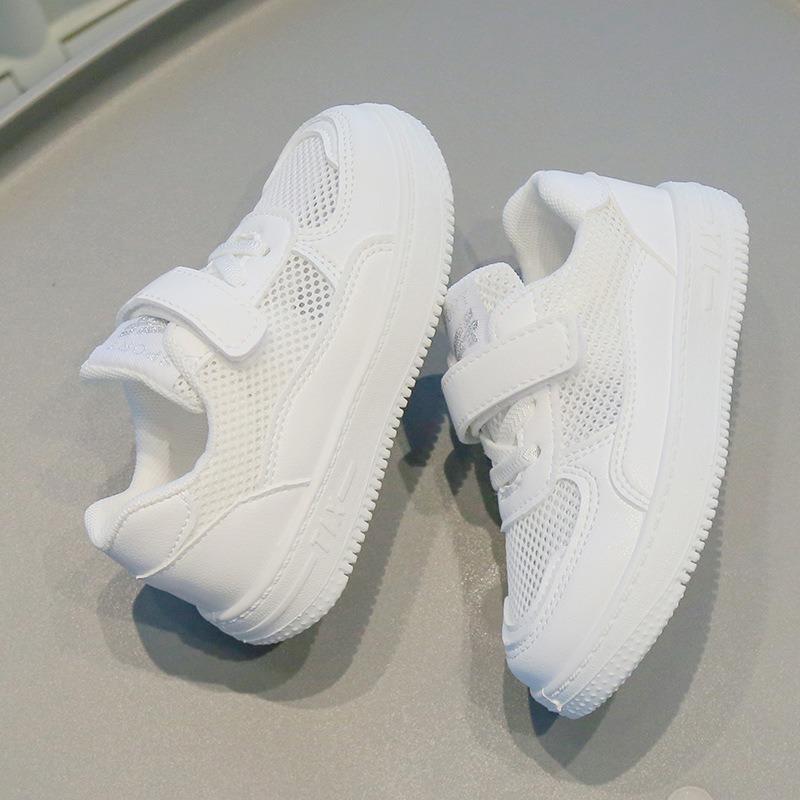Breathable Hollow Out White Lightweight Kids Casual Sports Sneakers For Boys And Girls