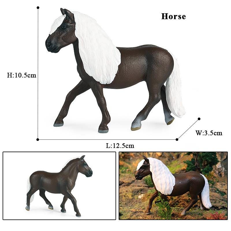 Oenux Original Forest Wild Steed Farm Animal Horse Realistic Model Action Figures Haflinger Ferghana horse PVC Figurines Toy Kid
