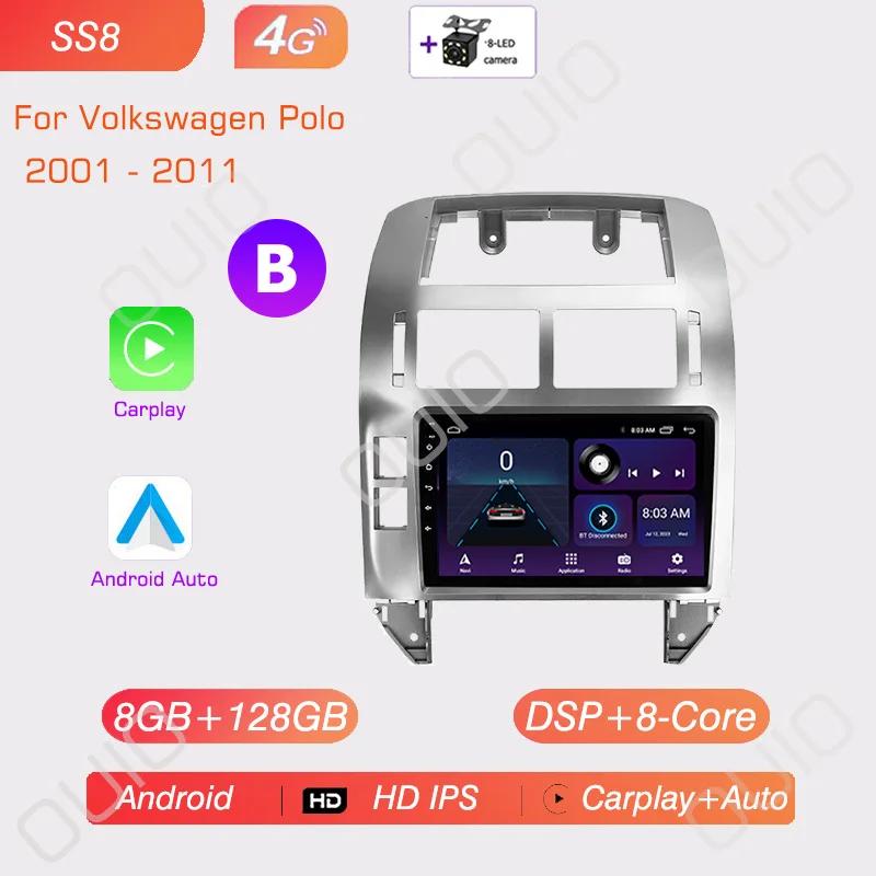 Android 13 Carplay Radio For Volkswagen Polo Mk4 IV 2001-2009 Car Stereo Multimedia Player Android Auto GPS Navigation 2DIN DSP