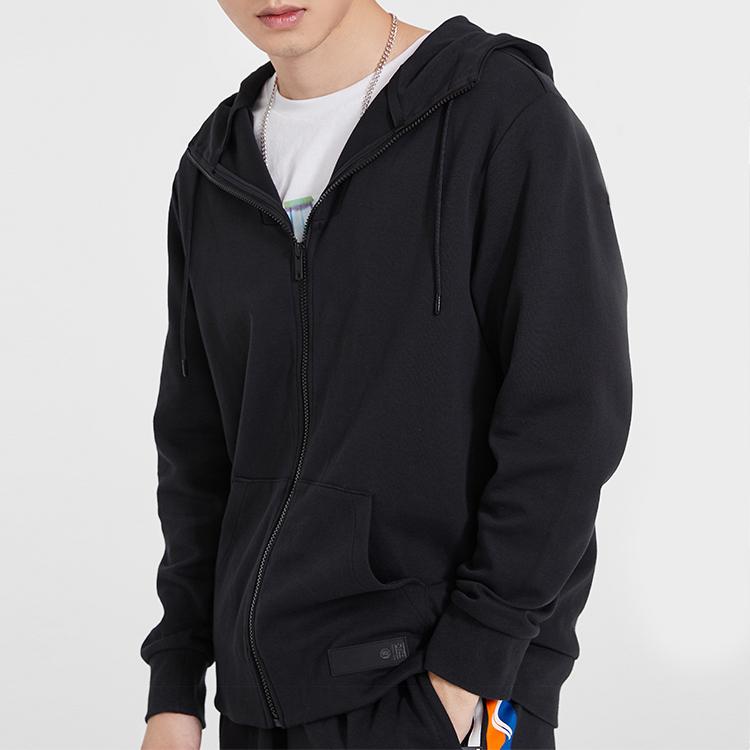Li-Ning Badfive Basketball Series Hooded Cardigan Sweatshirt Men Outerwear Black AWDQ073-2