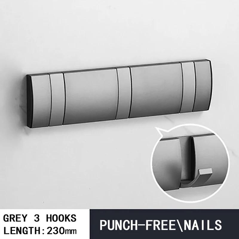 Black Golden Robe Hooks Folding Towel Hanger Nail Free Installation Wall Hooks Coat Clothes Holder Rack Coats 1-6 Hook Bathroom