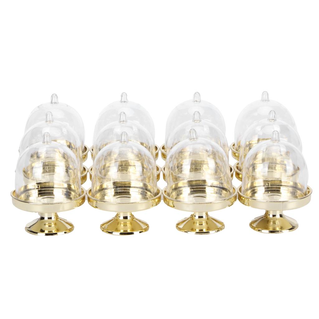12er Set Mini Süßigkeitenbox Kuchenständer Cupcake Süßigkeiten Präsentationsplatte mit Deckel PartyzubehörBoden Gold