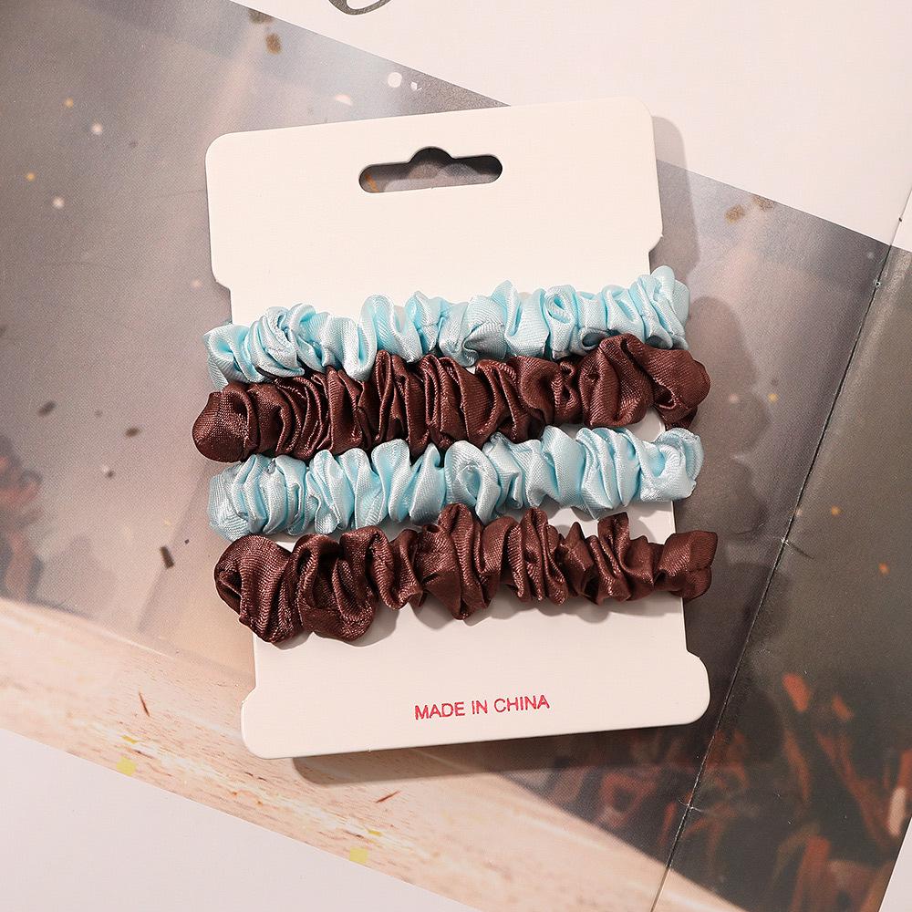 Cross-border Satin Hair Tie & Headband Set - Pig Intestine Style, Simple Ponytail, Leather Bun Tie