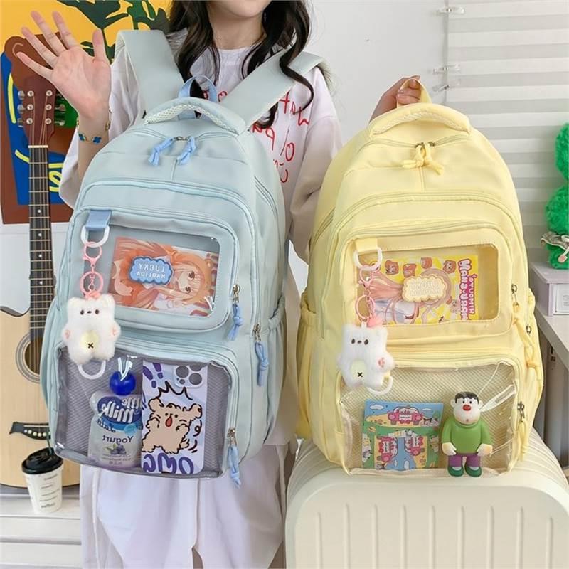 Schoolbag New Backpack Student Simple Leisure Women Large Capacity Commuter Mori School Bag Pain Bag Baby Bag Grain Bag Tide