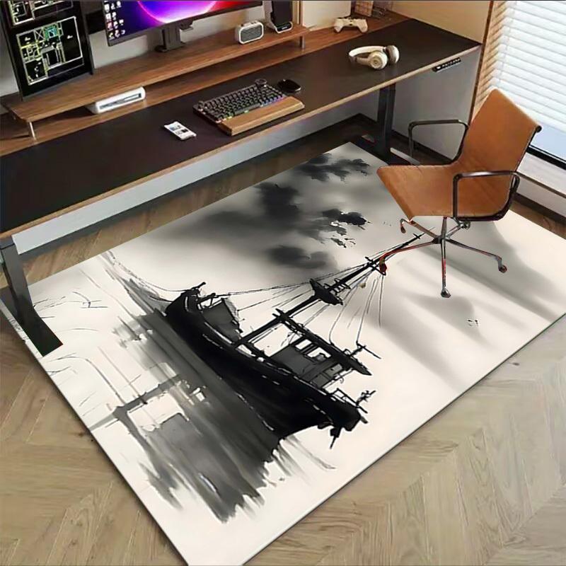 1PC boat ship Non-Slip Floor Carpet Compatible for Office&Living Room&Dining room - Flat-Weave Machine- Soft & Pattern-E272