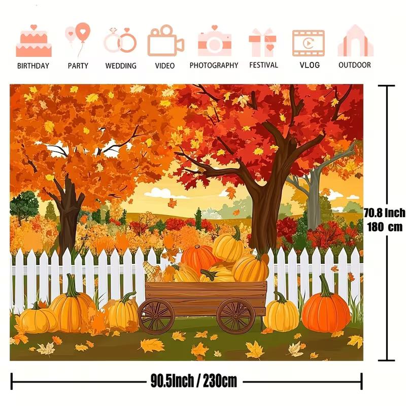 2D Fall Harvest Maple Leaves Background for Birthday & Festival