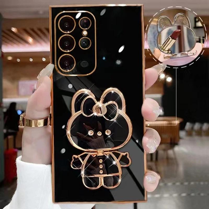 S24FE S25Edge Spiegelbeschichtung Faltbarer Halter Hülle Für Samsung Galaxy S24 S25 S21 S22 S23 FE Plus Note 20 Ultra Silikon Ständer Abdeckung