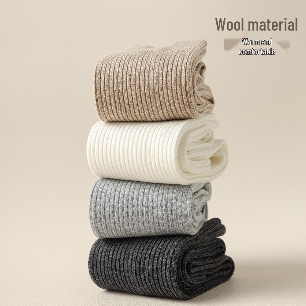 Wool Over-the-Knee Stripe Socks - Slim, Warm, Thigh-Length for Autumn & Winter