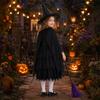Halloween children's costume, witch dress, girls' dark retro witch dress, cosplay performance costume