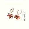 18k Rose Gold Plated Maple Leaf Red Zircon Hoop Earrings Fashion Women Jewelry
