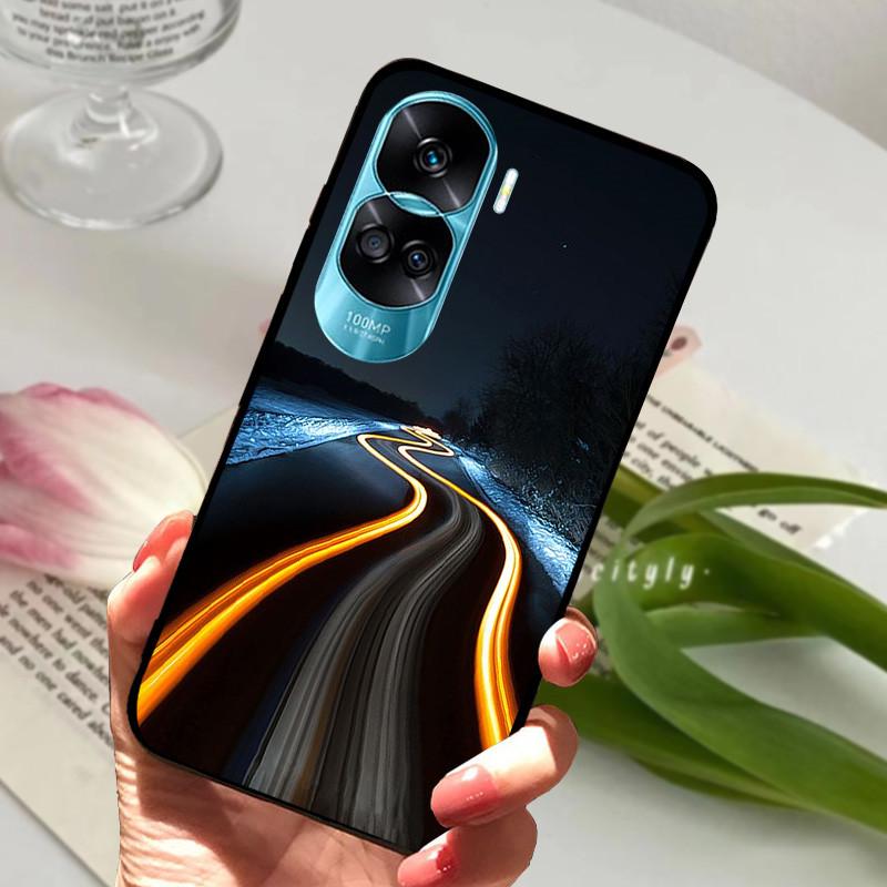 Voor Honor 90 Lite Honor90 Pro 5G Hoesje Siliconen Zacht Geschilderd Zwart Bumper Funda Coque voor HONOR 90 Pro 90Lite Beschermtas