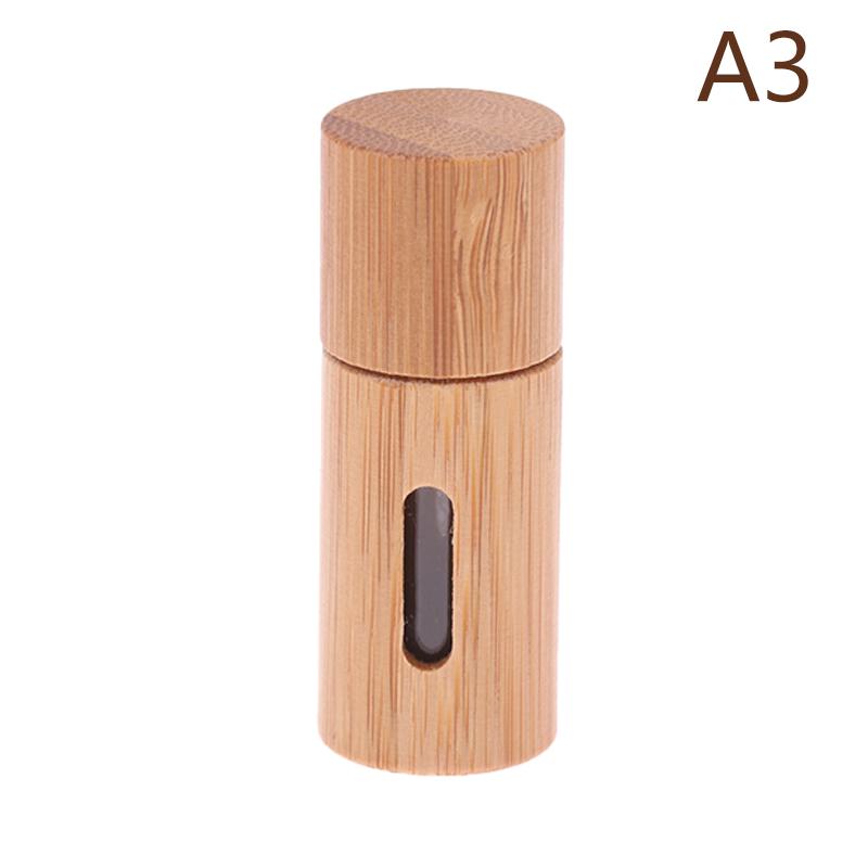 1Pc 3 mL Bamboo Wood Perfume Bottle – Refillable Stainless Steel Roll-On Applicator for Essential Oils and Aromatherapy