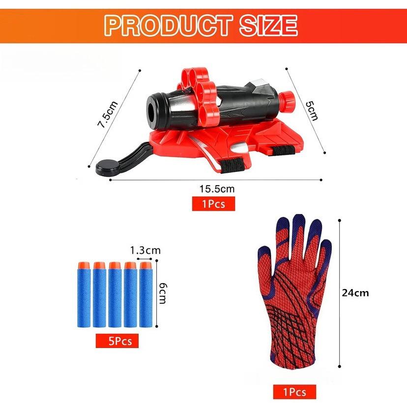 

7pcs Spider Launcher Toy Glove Web Shooters Halloween Wristband Prop Boys Cosplay Figure Game Christmas Present Toys