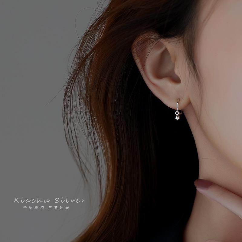 925 Silver Ball hoop Earrings Simple Temperament Exquisite Semale Sexy Jewelry Gift