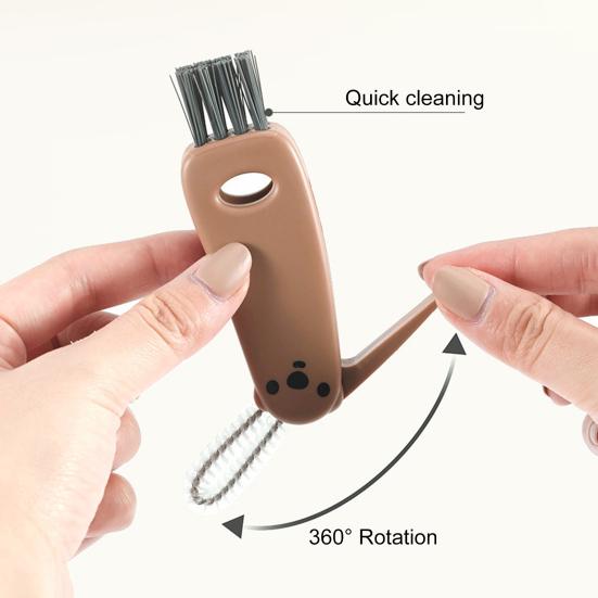 Cleaning Brush with Pointed Crevice Brush Soft Bristles Deep Reach Handle Cup Lid Straw Gap Cleaner Kitchen Tool