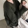 The Pink Women Loose Fit V Neck Long Wool Knit