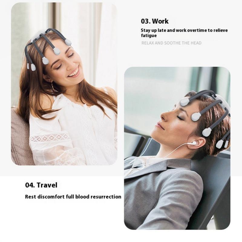 Electric Claw Scalp Scratcher 10 Vibration Contacts 5 Massage Mode Head Red Ray Cordless Portable Head Massager For Relaxation