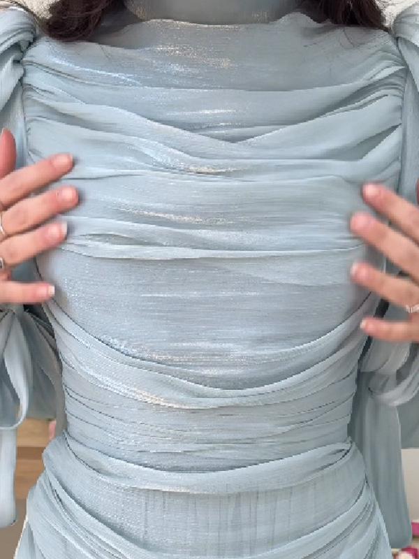 Spring/Summer 2026 Women's Elegant Pleated Lantern Sleeve Dress