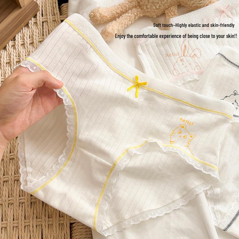 10A Antibacterial Soft Cotton Mid-Waist Girls' Briefs - Sweet, Cute, Comfortable & Skin-Friendly
