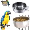Stainless Steel Bird Bowls Parrot Feeding Bowl Cage Cup Hanging Bowl Clamp-on Water Drinker Pet Food Dish Parrot Rabbit Hamster