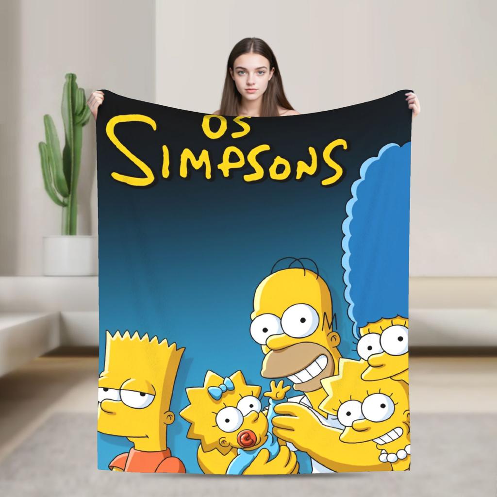 Super Warm Blanket Decorative The Simpsons Cartoon Throw Blanket Flannel Bedspread For Couch Chair Fluffy Sofa Bed Cover