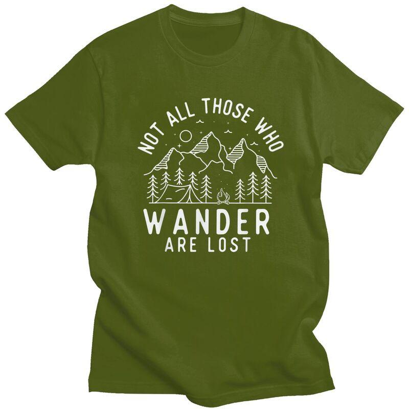 Custom Not All Who Wander Are Lost Camping T Shirt Men Short Sleeve Adventure Camping Tshirts Casual Tee 100 Cotton Tshirts